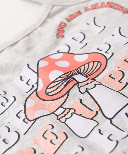 Conjunto de Verão Infantil Feminino Cogumelo Mescla