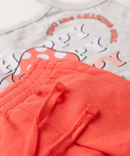 Conjunto de Verão Infantil Feminino Cogumelo Mescla