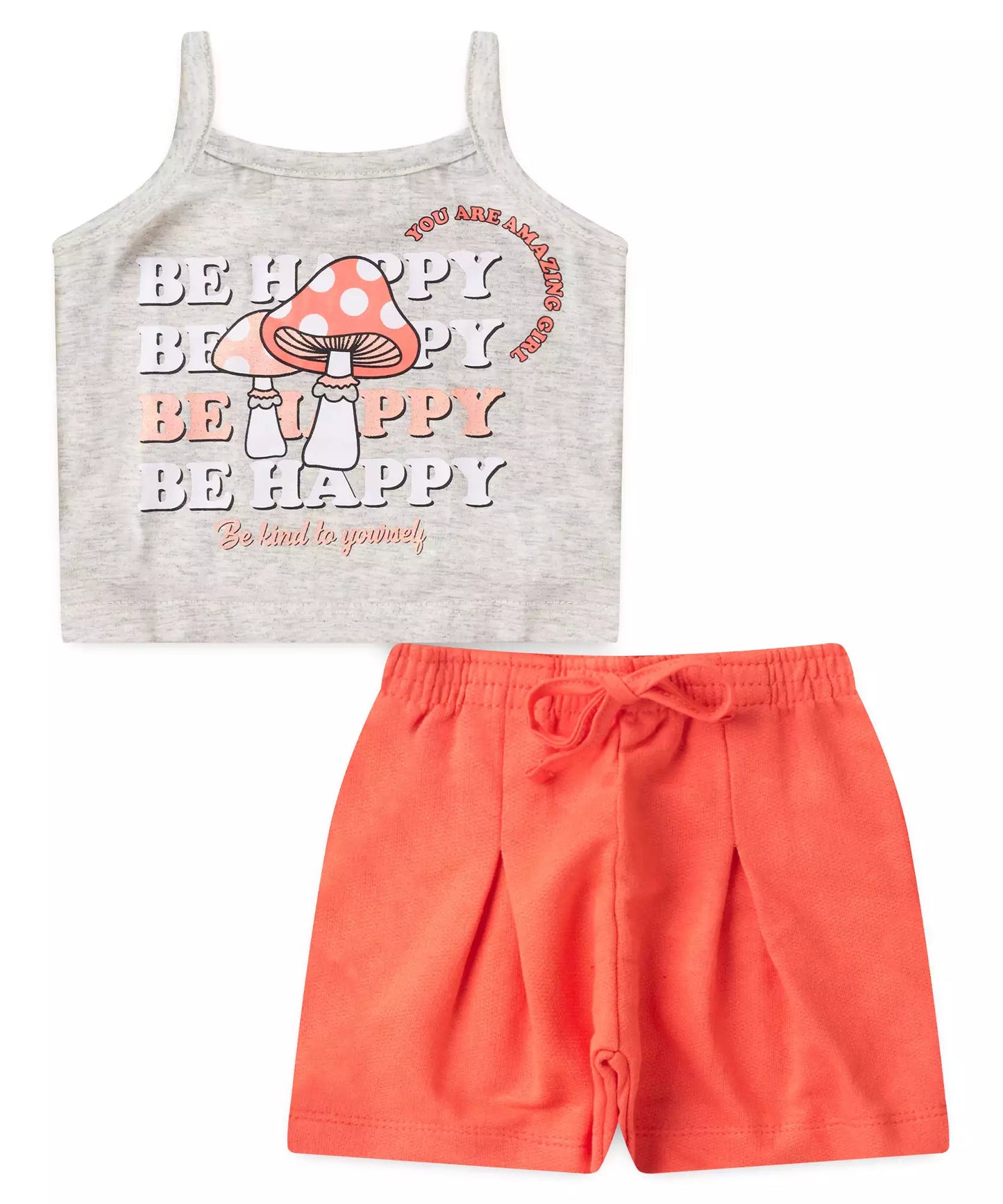 Conjunto de Verão Infantil Feminino Cogumelo Mescla