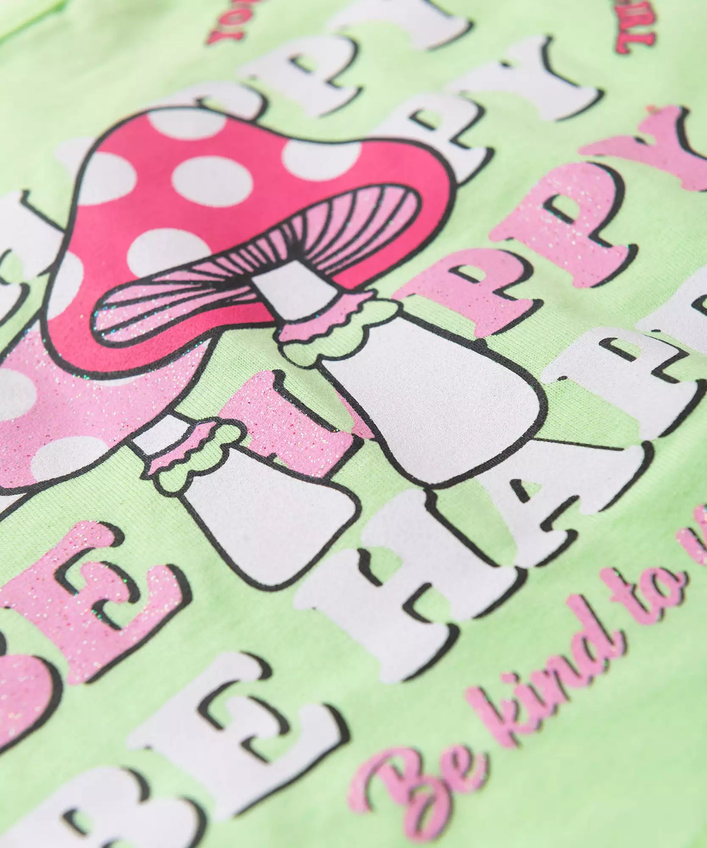 Conjunto de Verão Infantil Feminino Cogumelo Verde