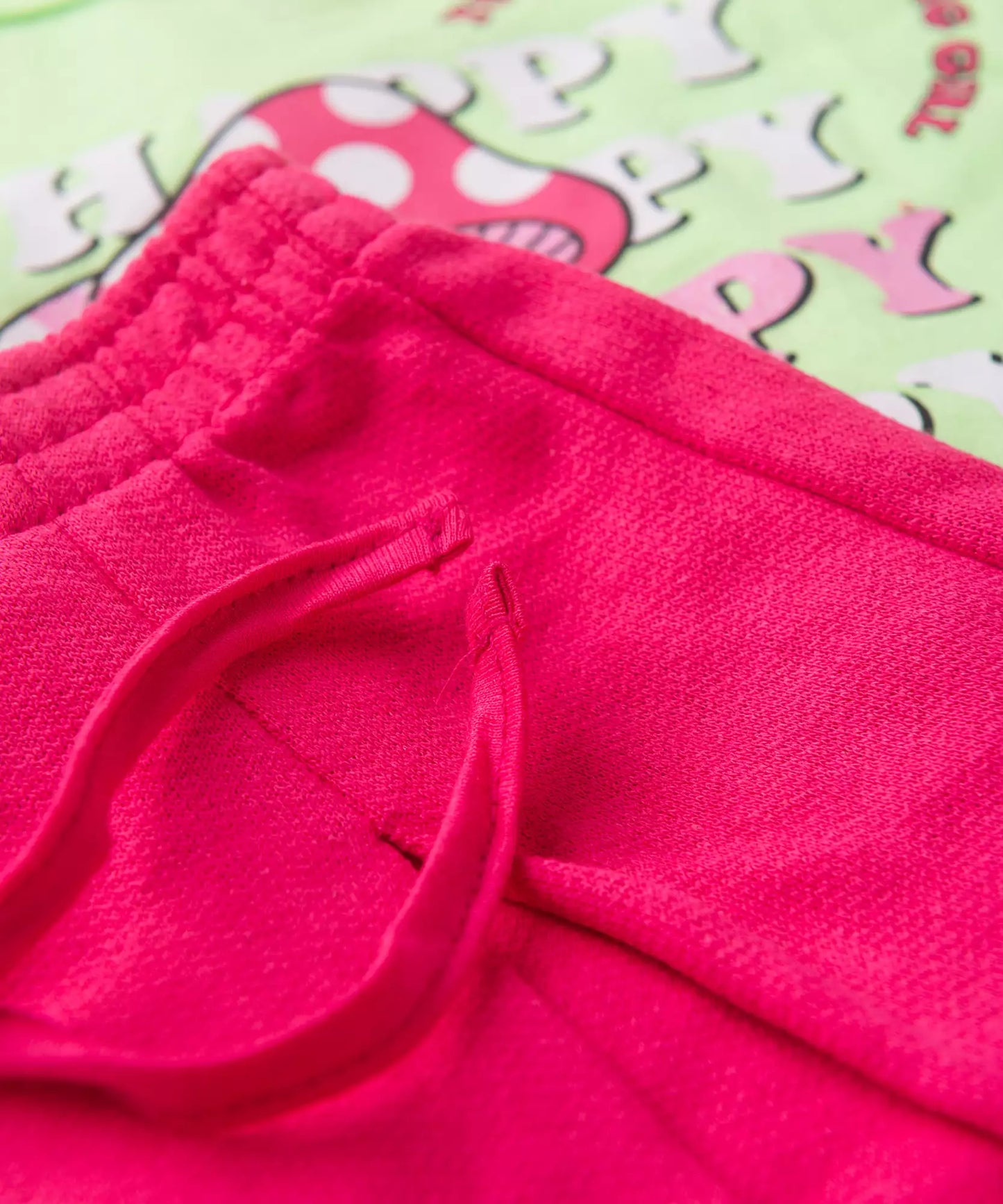 Conjunto de Verão Infantil Feminino Cogumelo Verde
