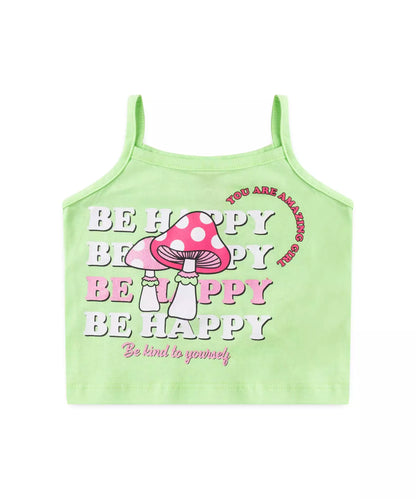 Conjunto de Verão Infantil Feminino Cogumelo Verde