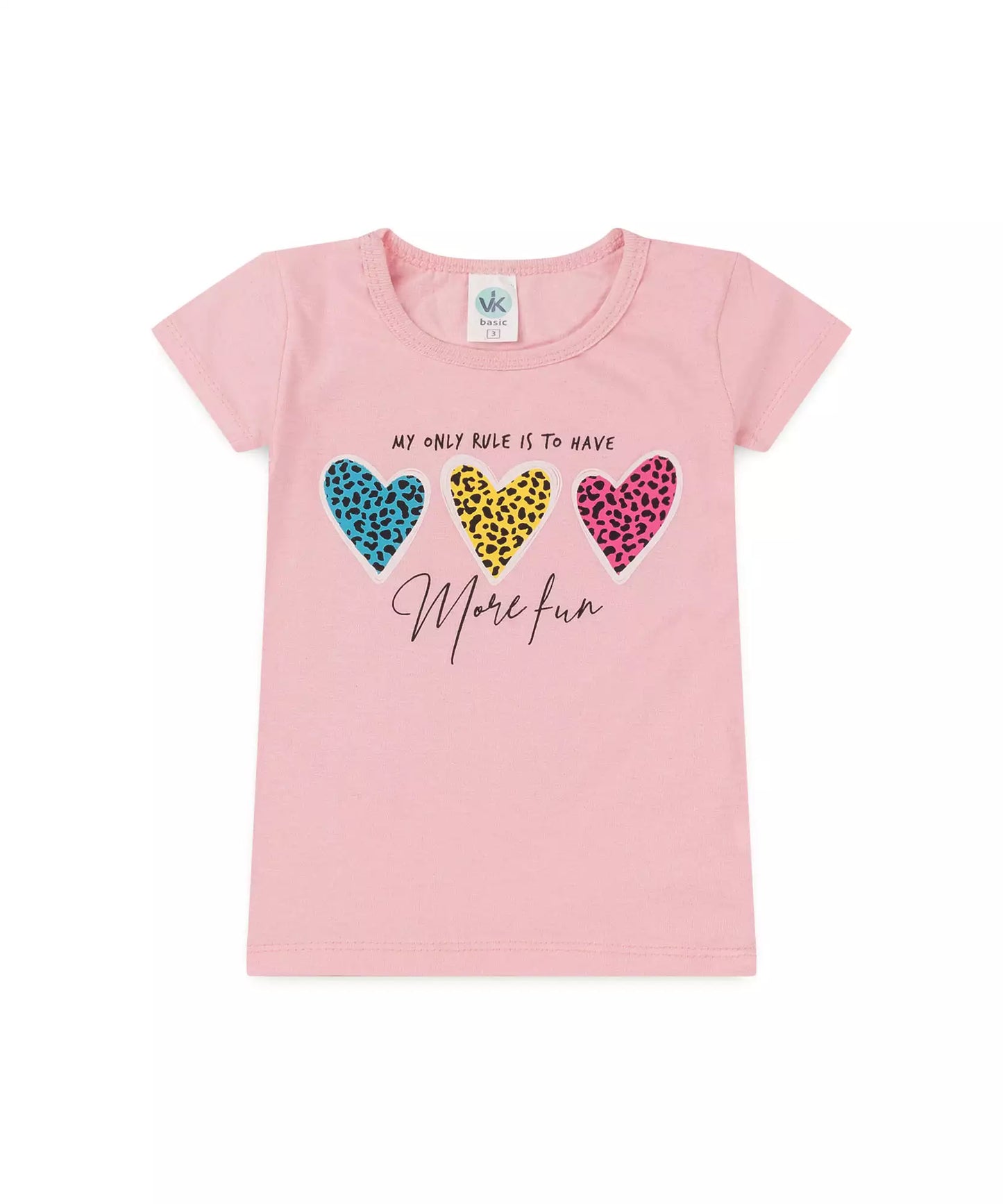 Conjunto de Verão Infantil Feminino Coração em Rosa