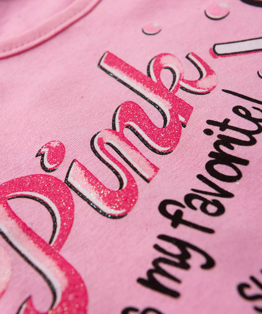 Conjunto de Verão Infantil Feminino Coração Rosa