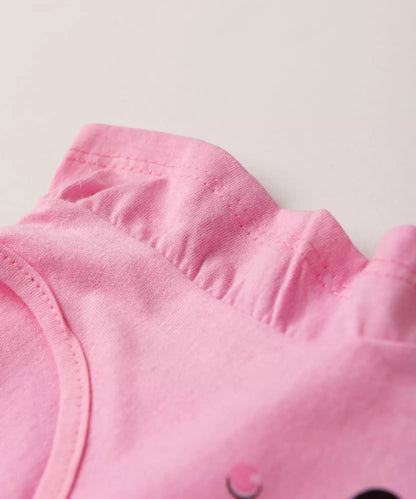 Conjunto de Verão Infantil Feminino Coração Rosa