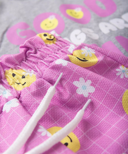 Conjunto de Verão Infantil Feminino Emojis Mescla