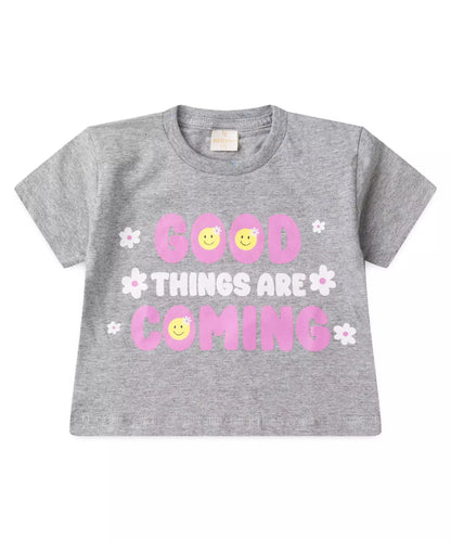 Conjunto de Verão Infantil Feminino Emojis Mescla