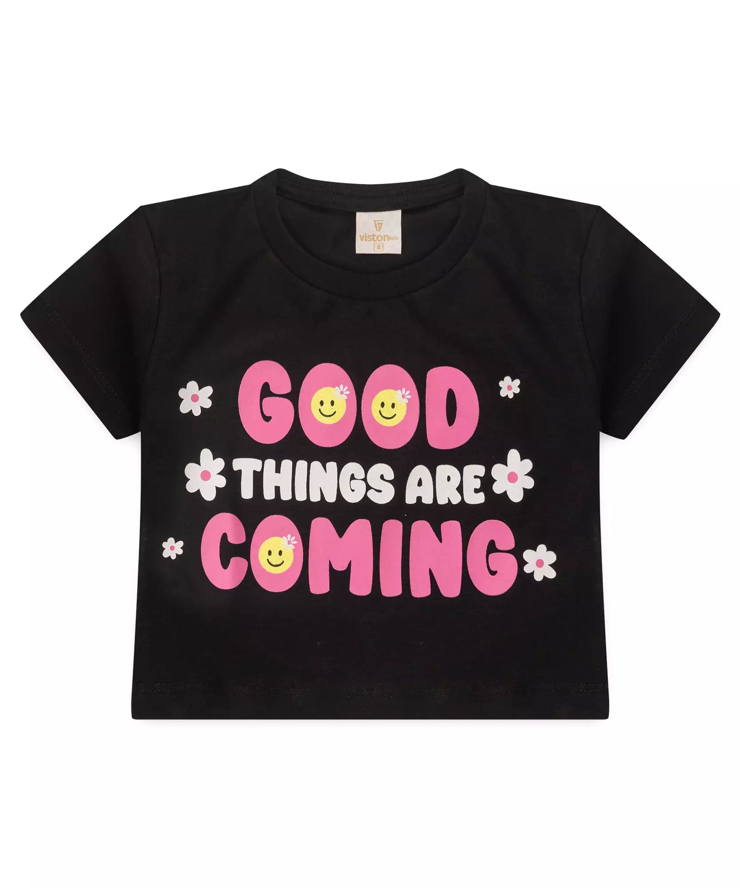 Conjunto de Verão Infantil Feminino Emojis Preto