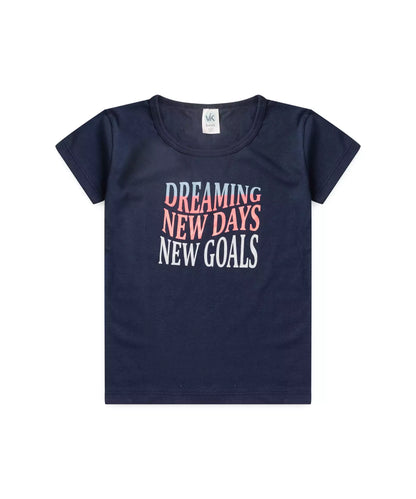 Conjunto de Verão Infantil Feminino Estampado Marinho