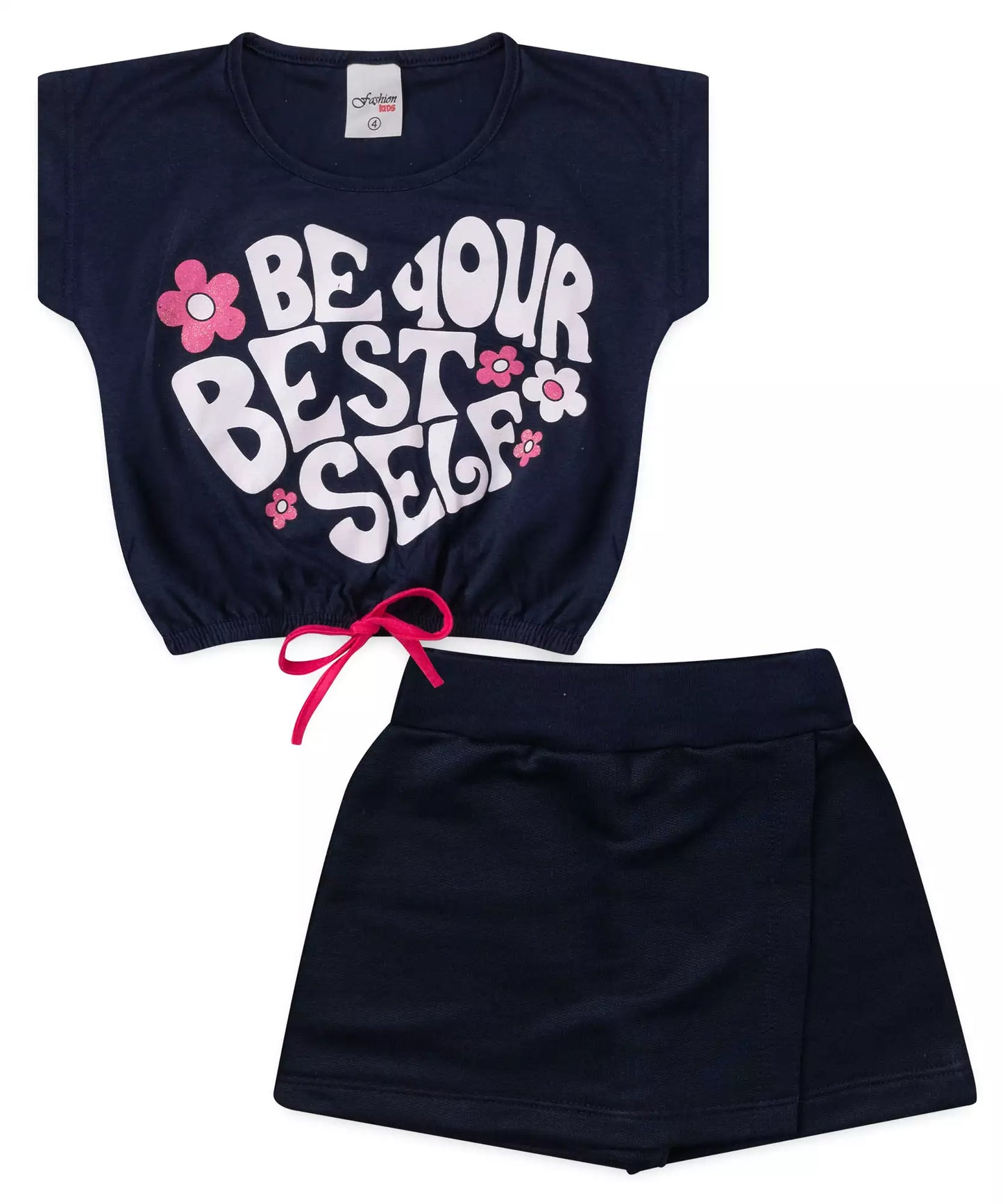 Conjunto de Verão Infantil Feminino Estampado no Marinho