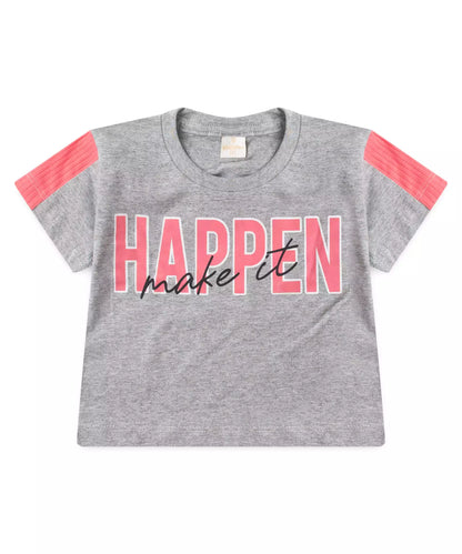 Conjunto de Verão Infantil Feminino em Estampado Mescla