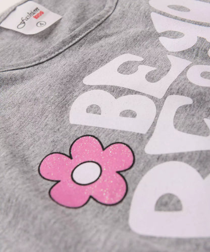 Conjunto de Verão Infantil Feminino Estampado em Mescla