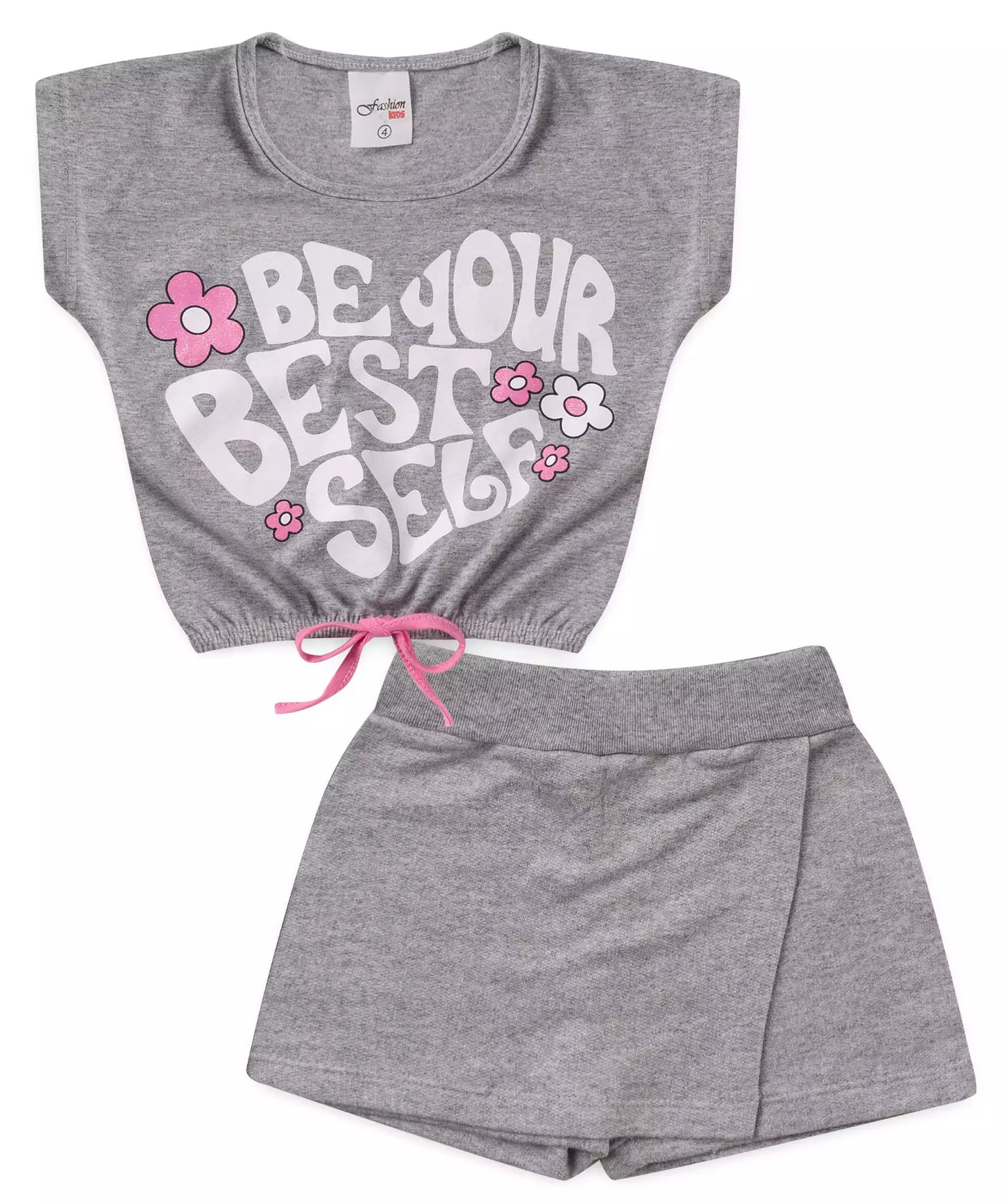 Conjunto de Verão Infantil Feminino Estampado em Mescla