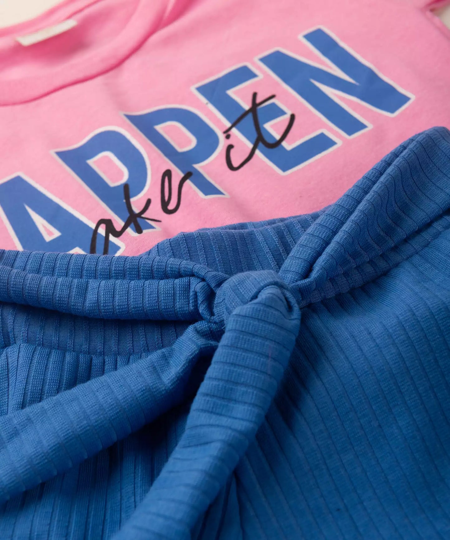 Conjunto de Verão Infantil Feminino Rosa Estampado