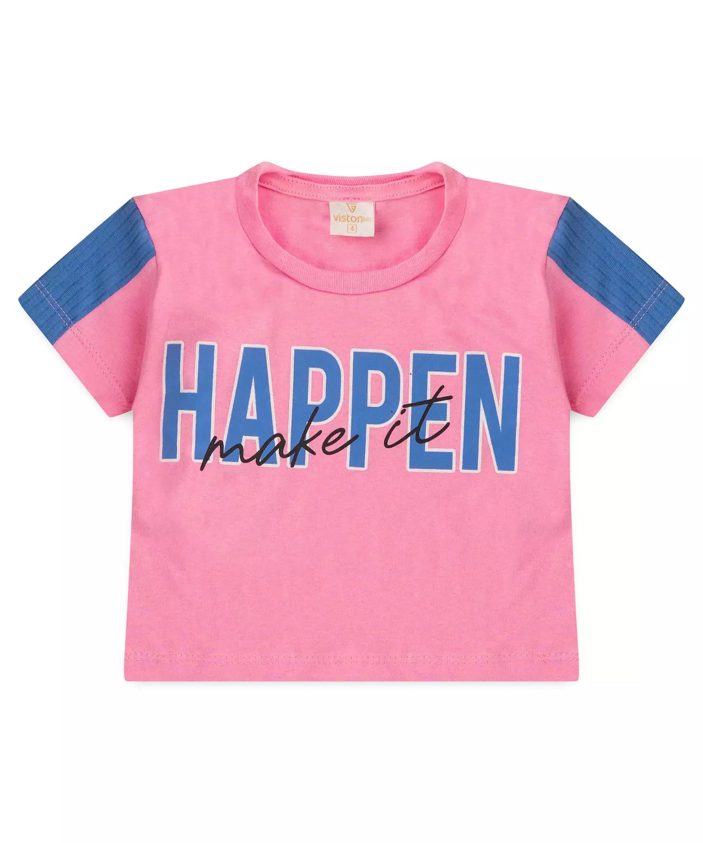 Conjunto de Verão Infantil Feminino Rosa Estampado