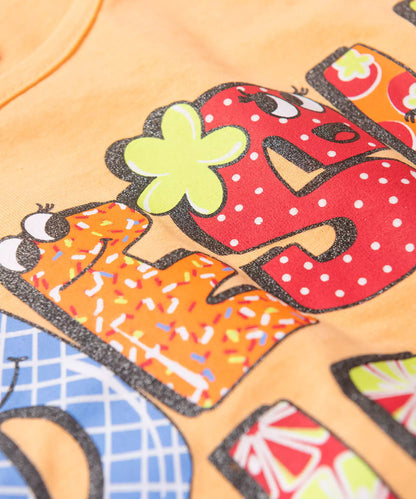 Conjunto de Verão Infantil Feminino Estampado Salmão