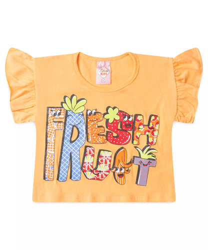 Conjunto de Verão Infantil Feminino Estampado Salmão
