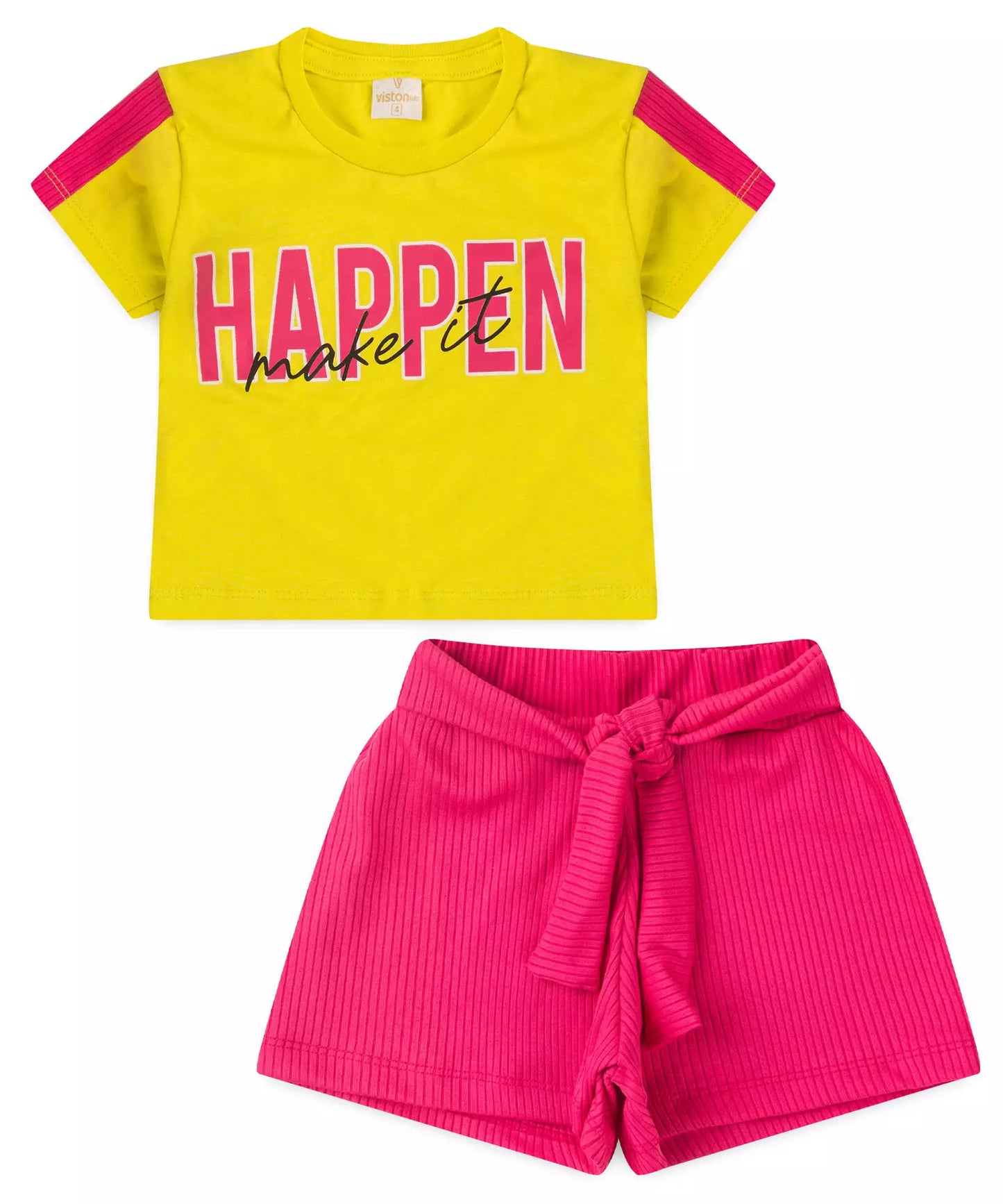 Conjunto de Verão Infantil Feminino no Verde Estampado