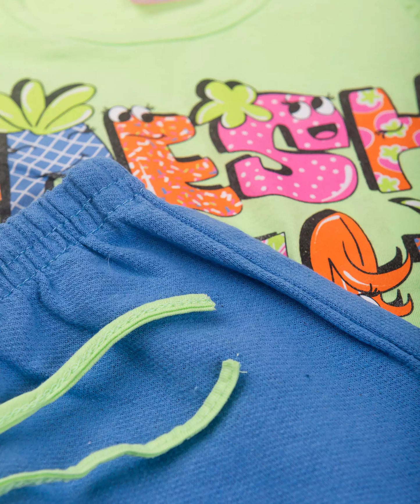 Conjunto de Verão Infantil Feminino Verde Estampado