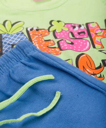 Conjunto de Verão Infantil Feminino Verde Estampado