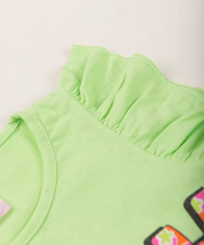Conjunto de Verão Infantil Feminino Verde Estampado