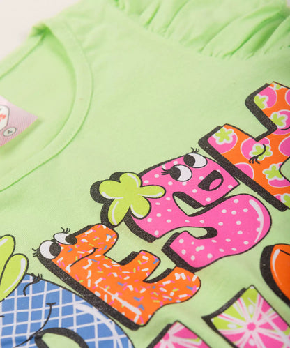 Conjunto de Verão Infantil Feminino Verde Estampado