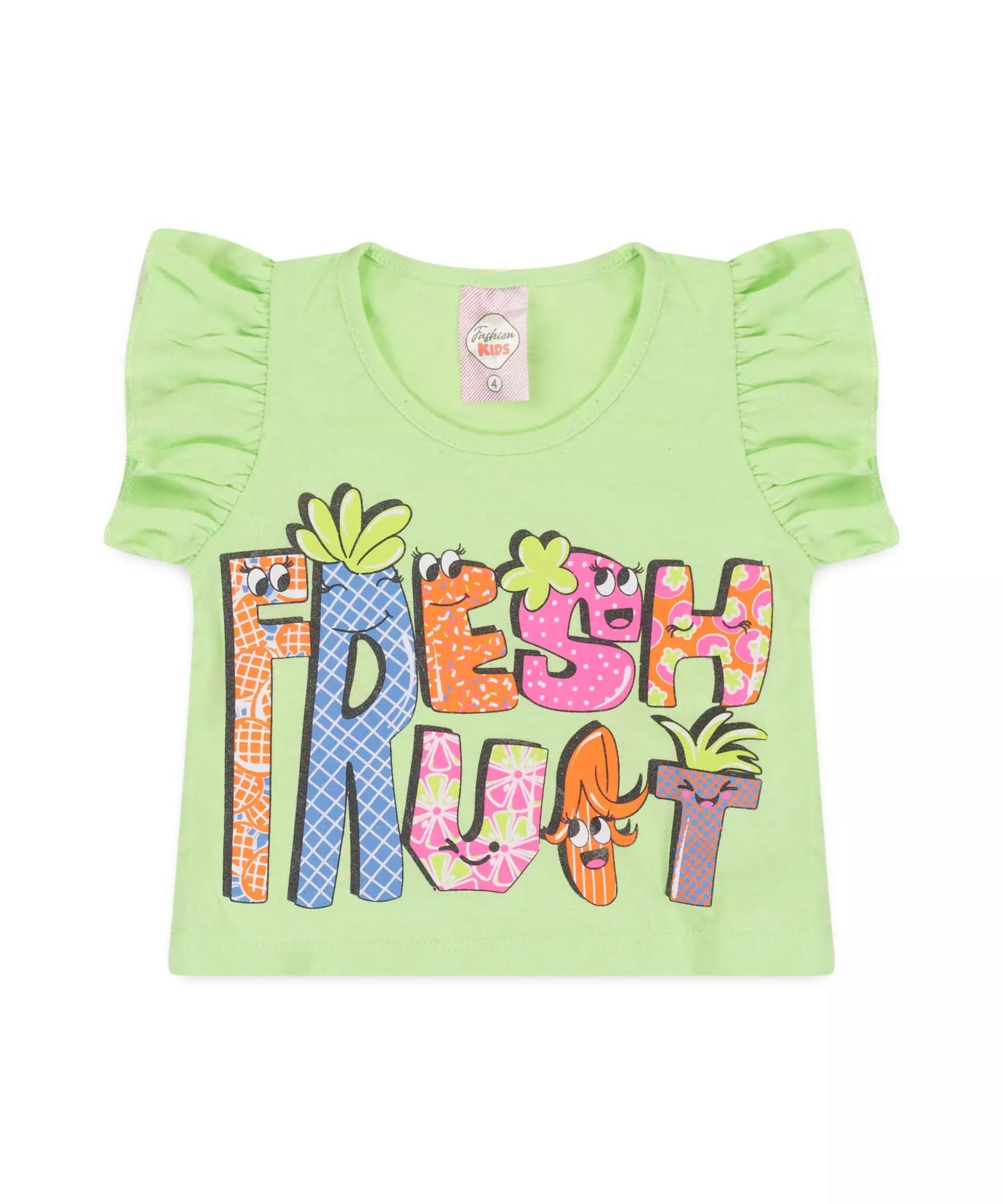 Conjunto de Verão Infantil Feminino Verde Estampado