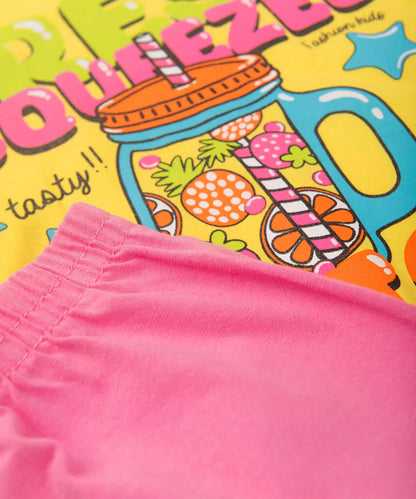 Conjunto de Verão Infantil Feminino Estrelinhas Amarelo