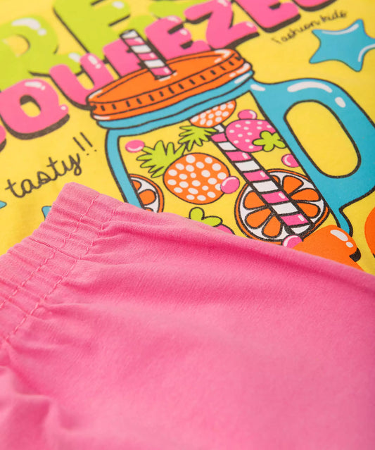 Conjunto de Verão Infantil Feminino Estrelinhas Amarelo