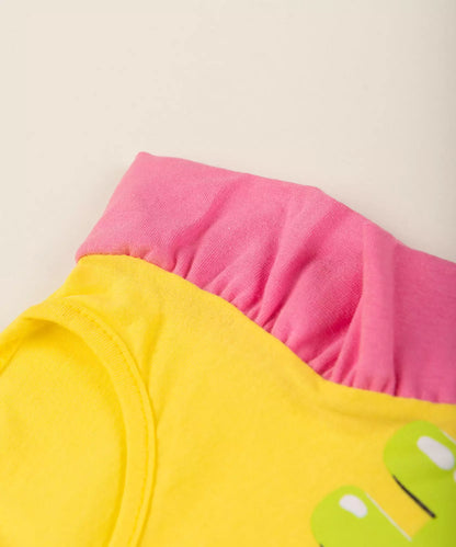 Conjunto de Verão Infantil Feminino Estrelinhas Amarelo