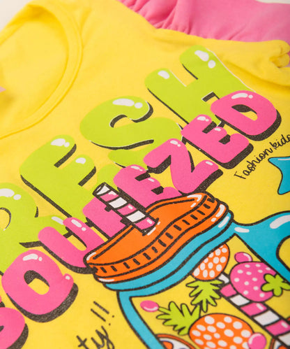 Conjunto de Verão Infantil Feminino Estrelinhas Amarelo