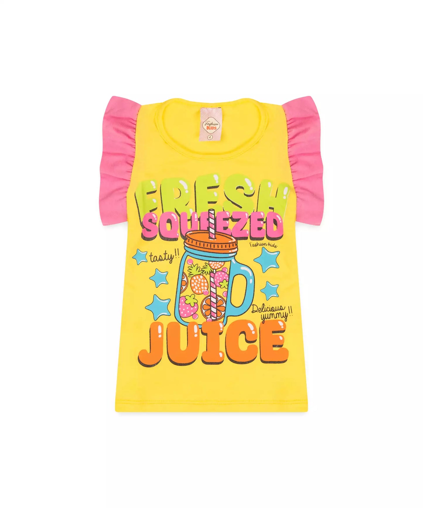 Conjunto de Verão Infantil Feminino Estrelinhas Amarelo