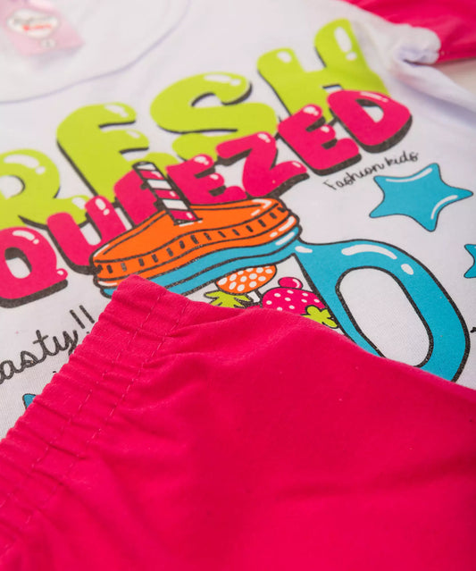 Conjunto de Verão Infantil Feminino Estrelinhas em Branco