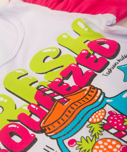 Conjunto de Verão Infantil Feminino Estrelinhas em Branco