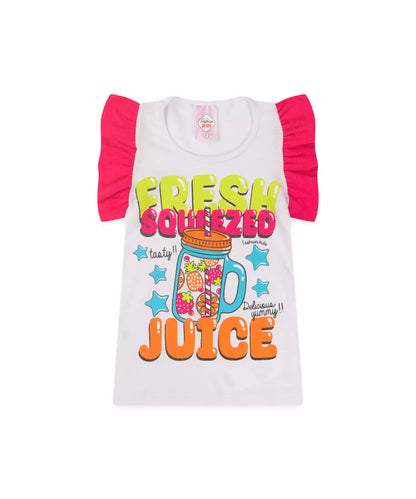 Conjunto de Verão Infantil Feminino Estrelinhas em Branco