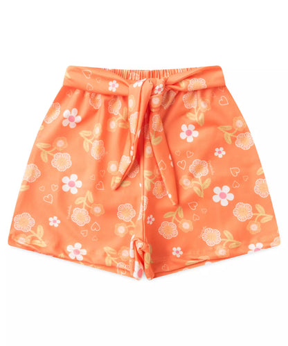 Conjunto de Verão Infantil Feminino Floral Branco