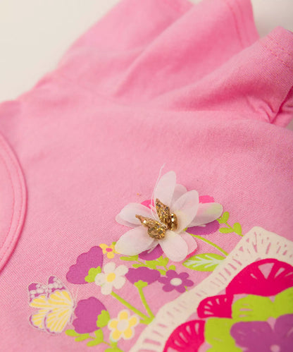 Conjunto de Verão Infantil Feminino Floral Rosa