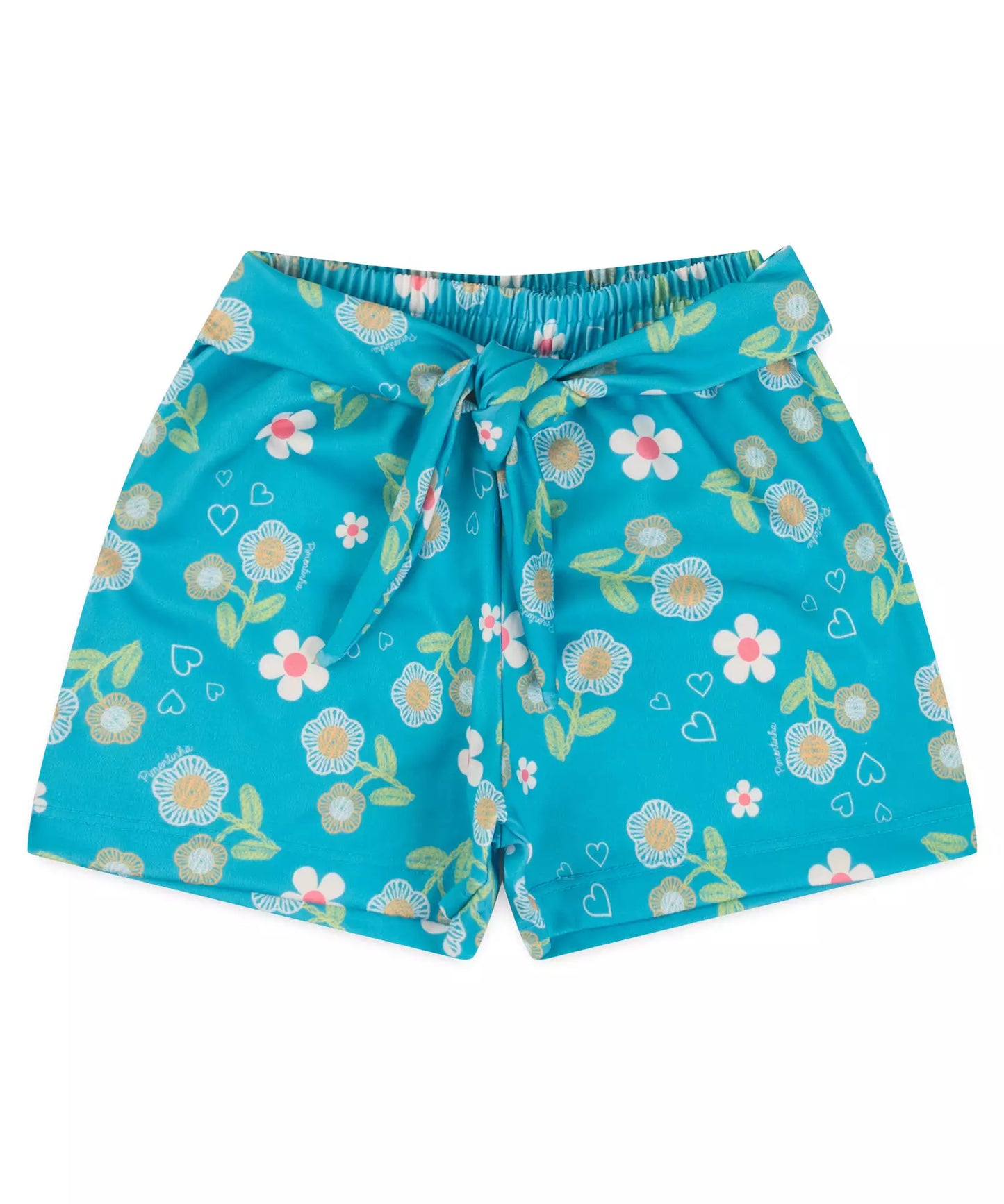 Conjunto de Verão Infantil Feminino Floral Salmão