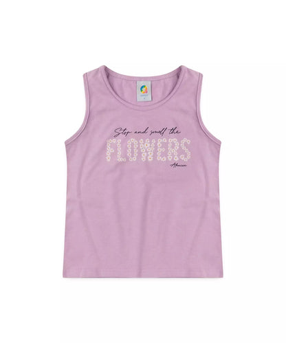 Conjunto de Verão Infantil  Feminino Flores Lilás