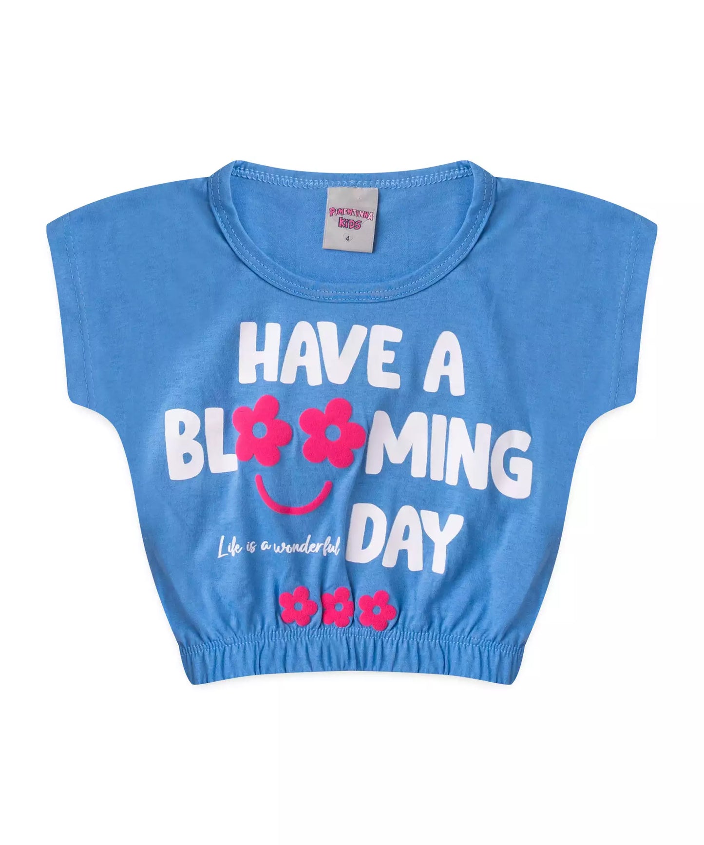 Conjunto de Verão Infantil Feminino Flower Azul