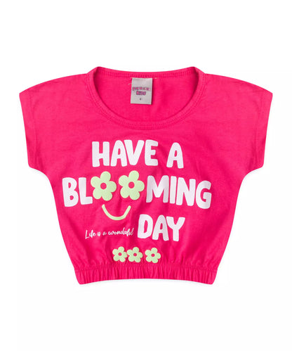Conjunto de Verão Infantil Feminino Flower Pink