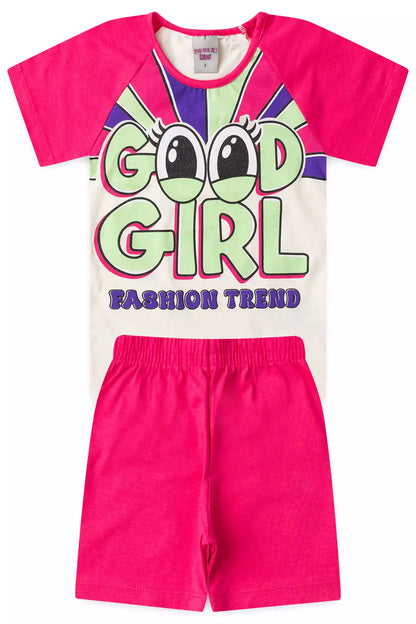 Conjunto de Verão Infantil Feminino Good Girl Marfim