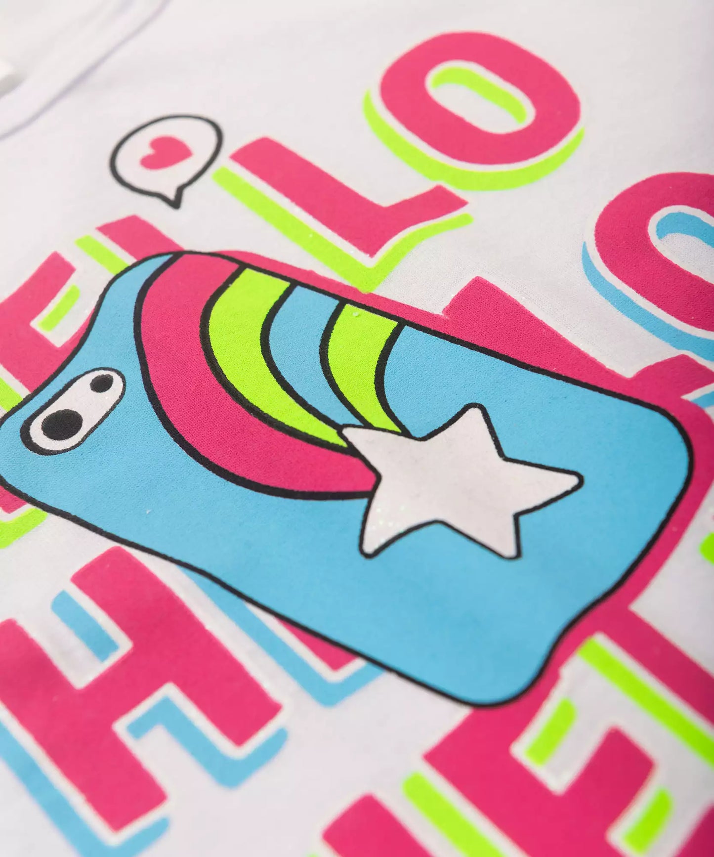 Conjunto de Verão Infantil Feminino Hello Branco