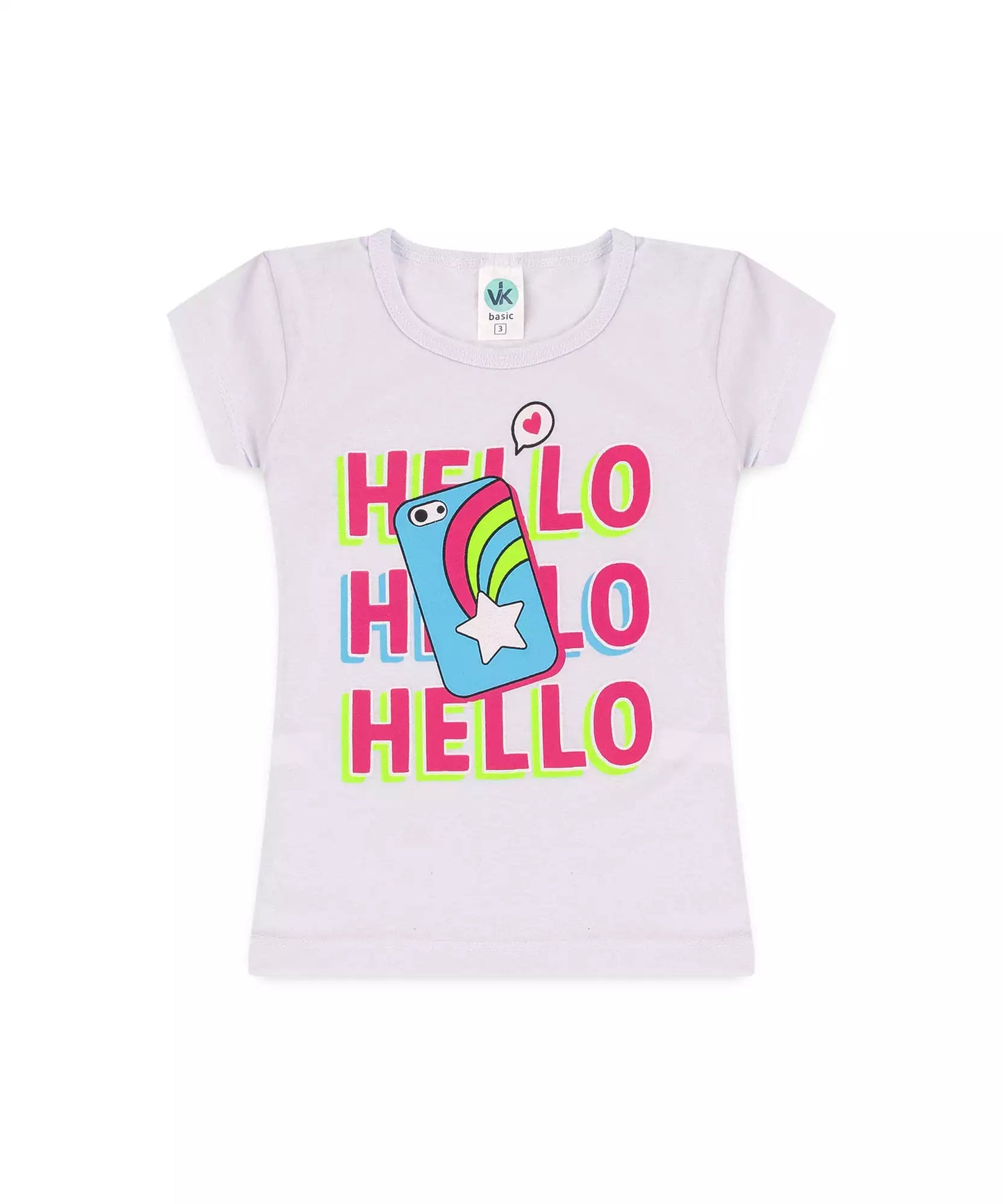 Conjunto de Verão Infantil Feminino Hello Branco