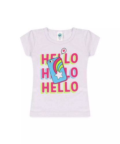 Conjunto de Verão Infantil Feminino Hello Branco