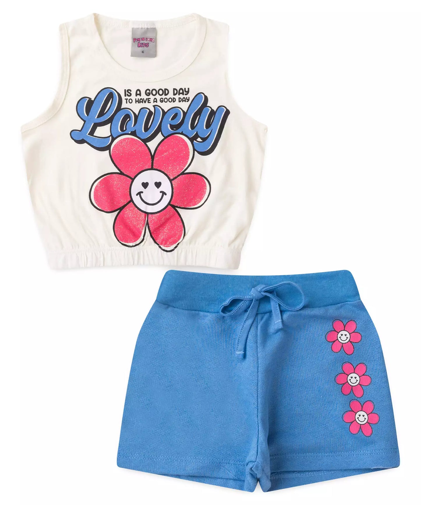Conjunto de Verão Infantil Feminino Lovely Marfim