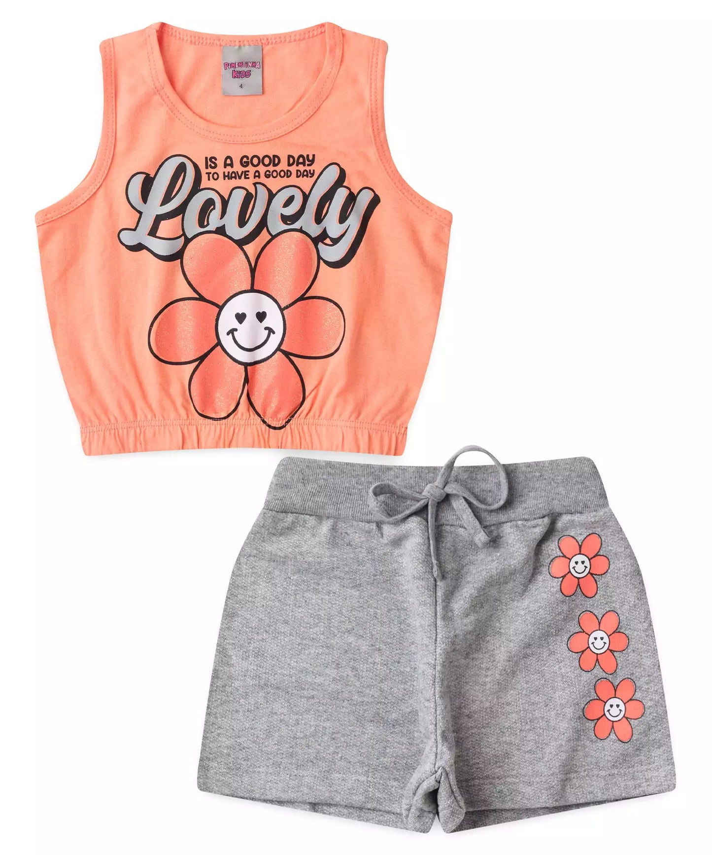 Conjunto de Verão Infantil Feminino Lovely Salmão