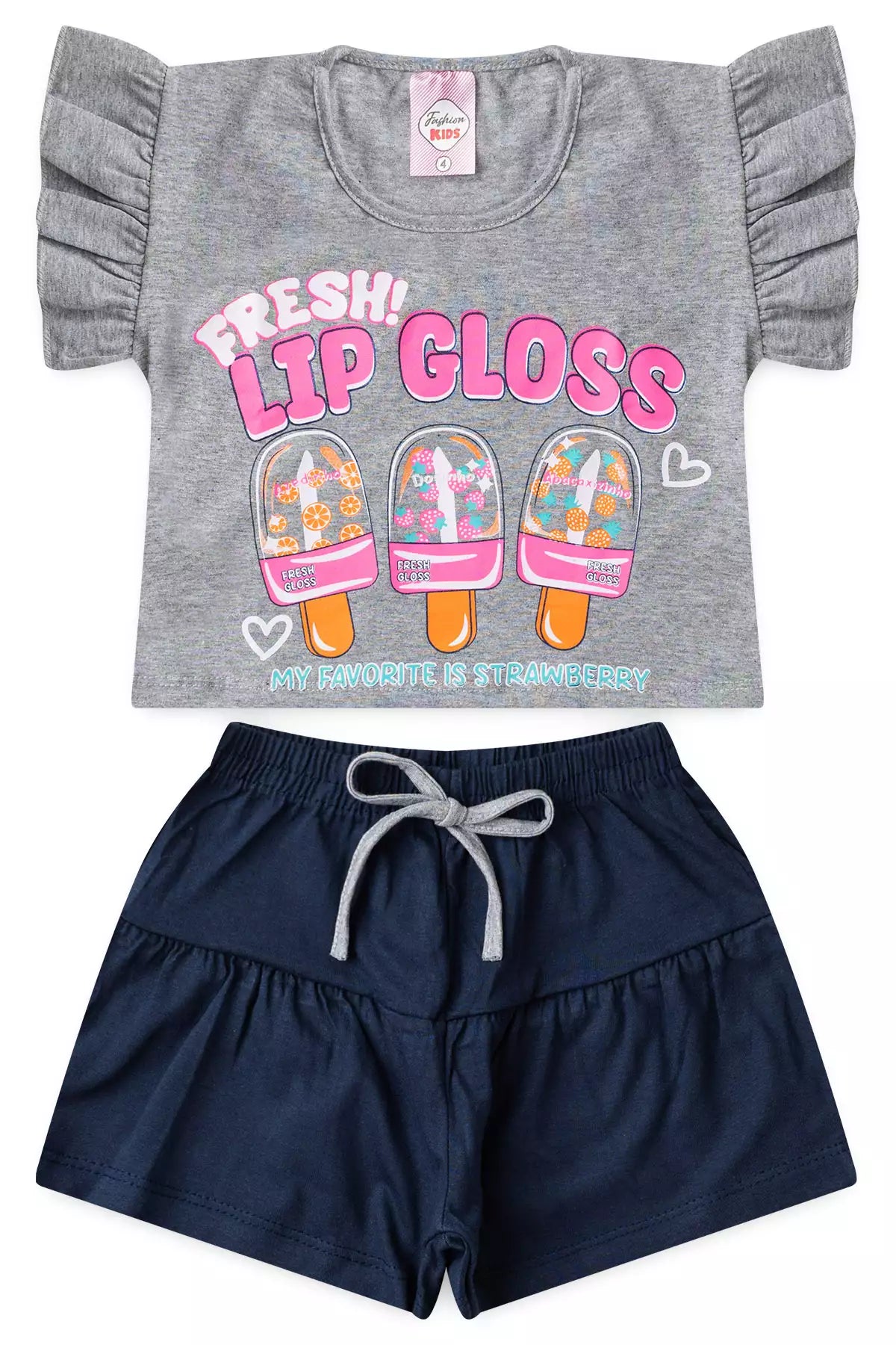 Conjunto de Verão Infantil Feminino Picolés Mescla