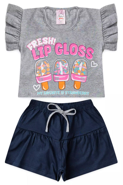 Conjunto de Verão Infantil Feminino Picolés Mescla