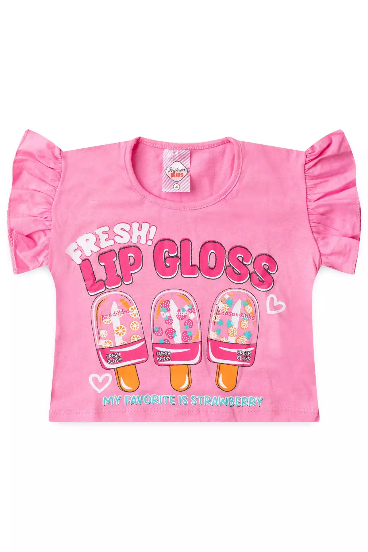 Conjunto de Verão Infantil Feminino Picolés Rosa